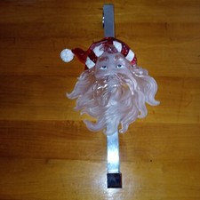 Wreath Hanger Christmas Over the Door 14" Long Santa Holiday White Metal Decor