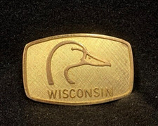 Vintage Wisconsin Chapter Ducks Unlimited Belt Buckle Nice Condition