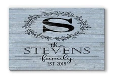 Family Name Sign Monogram & Est. Wooden Housewarming or Wedding Gift