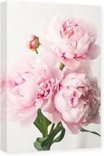 Pink Floral Canvas Wall Art Peony Pictures Wall Decor Flower Bloom Painting