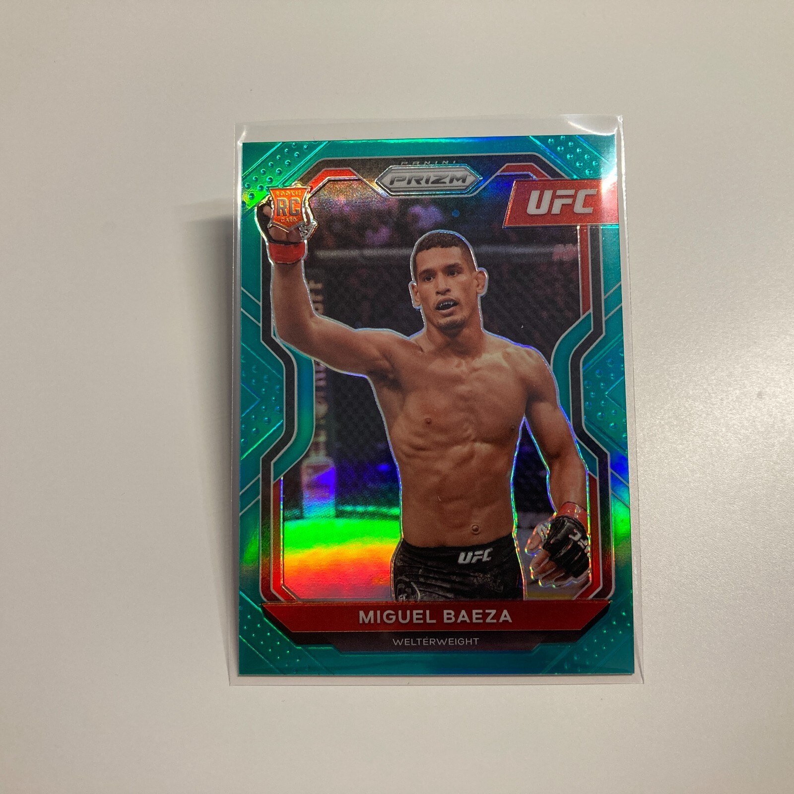 Miguel Baeza 2021 Panini Prizm UFC Teal Refractor RC Rookie Card 5/49 #92