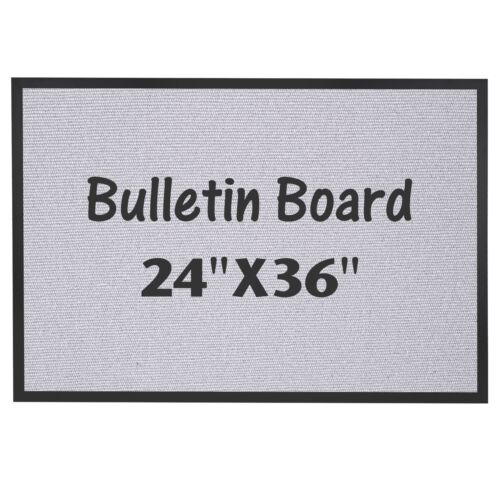Bulletin Board 24 x 36 Inch Notice Pin Cork Board with Grey Canvas Wall Mount...