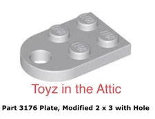 Lego 1x 3176 Light Bluish Gray Plate, Modified 2 x 3 with Hole 10497