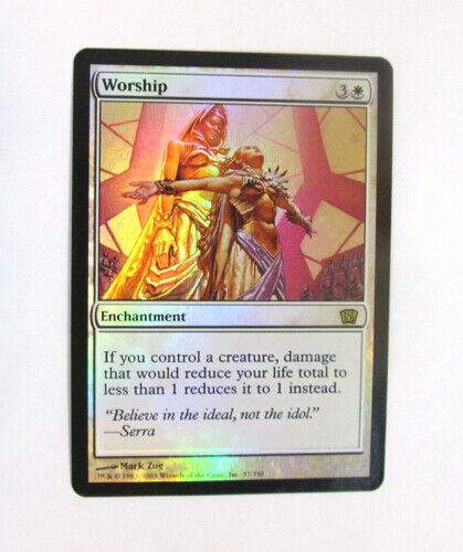 Rare MTG Magic The Gathering Trading Card Foil Worship 8th Edition Free Shipping - Picture 1 of 4