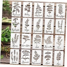 20 Pcs Herb Stencils for Craft, Reusable Plastic Garden 7.87 x 4.72 Inches