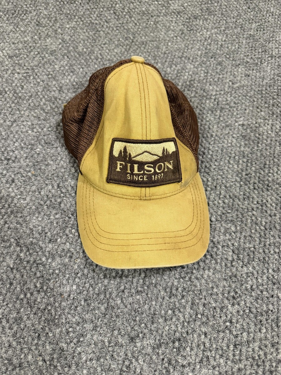 Filson Hat Cap Strap Back Brown Canvas Mesh Trucker Patch Mens One