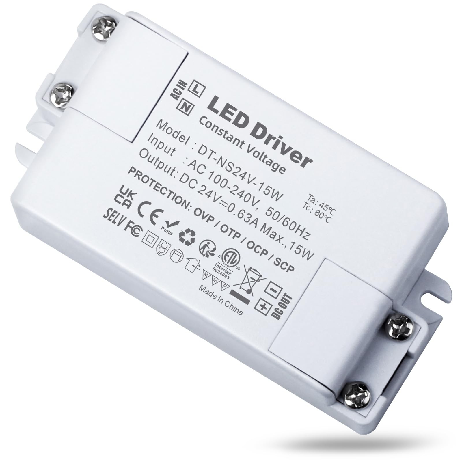 REYLAX 24V LED Driver 15W 630mA, 240 to 24 Volt Transformer, Constant...