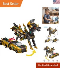 Collision Transforming Dinosaur Car Toy, Magnetic Toy Cars Transform Gold