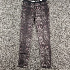 Z1975 Zara Denim Womens Sz 2 Slim Leg Snakeskin Pants Faux Leather Trim