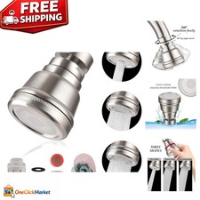 Brushed Nickel Kitchen Faucet Head - 3 Mode Sprayer, Anti-Splash Water-Saving