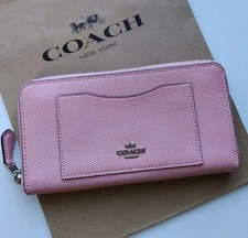 [New] COACH Coach Long Wallet Round Zip Pink