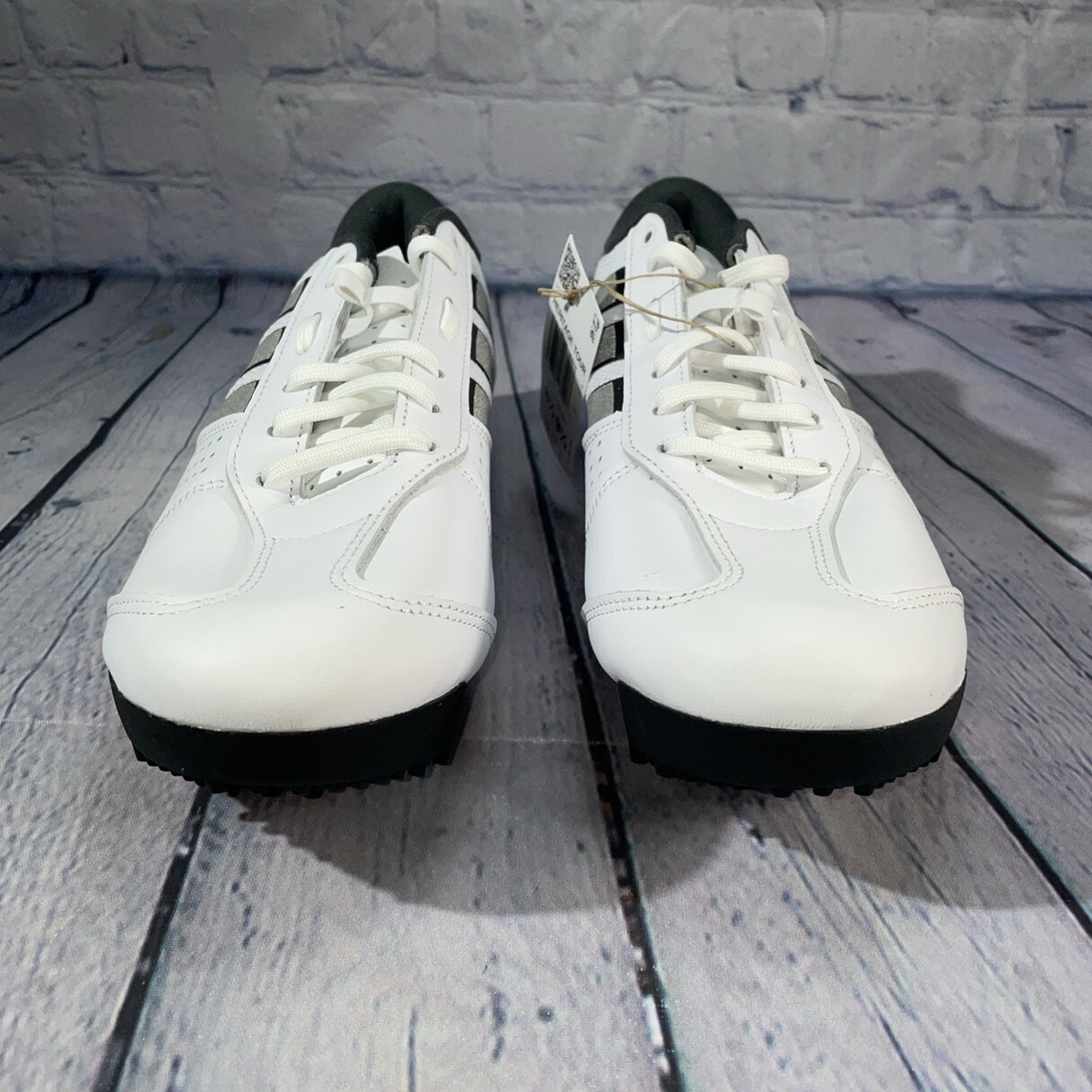 Adidas Heritage Tour Cycling Shoes Mens 7.5 Womens 8.5 White Gray Black IE1400 Adidas Heritage Tour Cycling Shoes White Silver Leather  main image 3