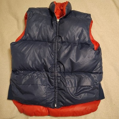 VTG MONTGOMERY WARD Vest Men's S 36-38 Reversible Down Feather Puffer Blue