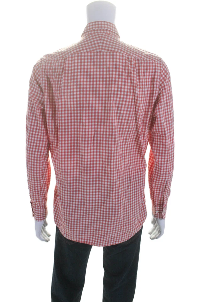 J. Mclaughlin Mens Cotton Plaid Button Down Shirt Red Size M - Image 3 of 4