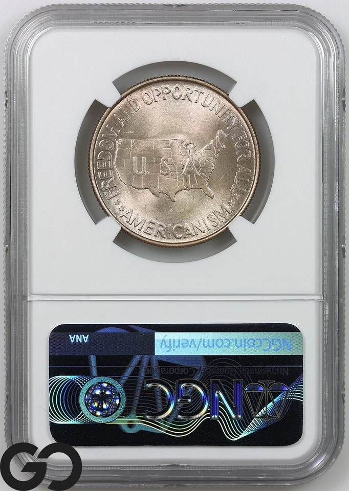 1954 Washington-Carver Commemorative Half Dollar NGC MS 64 ** Lustrous! - Image 2 of 3