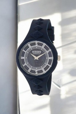VERSUS Versace Fire Island Womens Blue Silicone Strap Watch 39mm