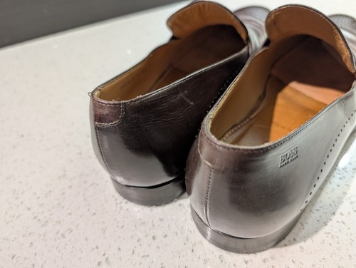 Vintage Hugo Boss Braun Perforiert Penny Halbschuhe Herren Größe 8 Hergestellt in Italien - Bild 7 von 8