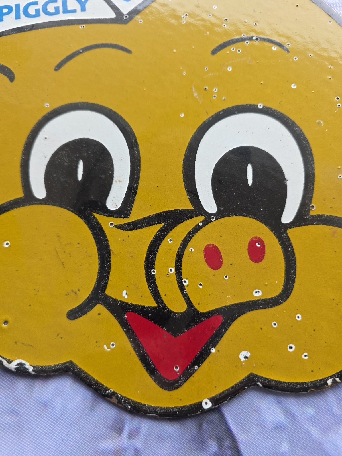 VINTAGE PIGGLY WIGGLY PORCELAIN SIGN GENERAL FOOD MARKET GROCERY STORE 10"×10.5"