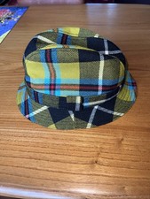 Rare BNWOT Cornwall Cornish Tartan Tweed Wool Hat Made In England Size Small