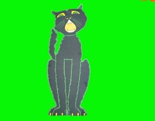 Vintage Black Cat Halloween Decoration Die Cut Cardboard Wall Decor 23in tall