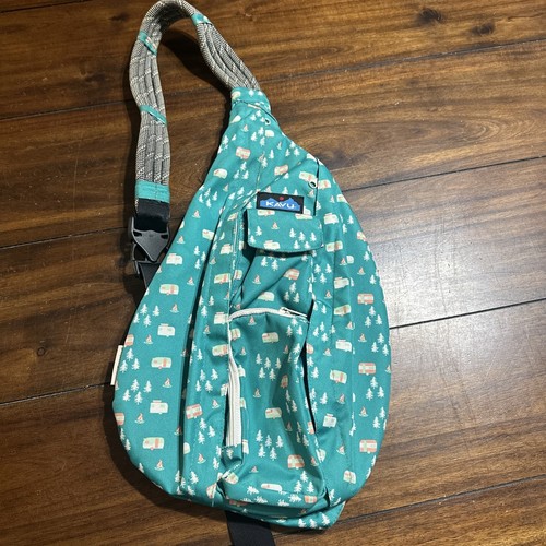 Kavu Sling Bag Handtasche Rucksack türkis Camper Reisetasche Reißverschlüsse mehrere Taschen - Bild 1 von 12