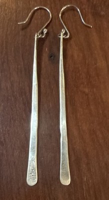 House of Bangles HOB Mexico Sterling Silver 925 Minimalist Long Drop Earrings