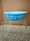 Vtg Pyrex Blue Snowflake Garland Cinderella Casserole 1 Pt Ovenware #471 NO LID