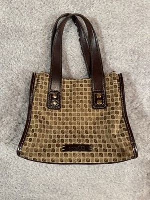 Nine & Co Brown Tote Bag Small Shoulder Purse Geometric Pattern Everyday Handbag