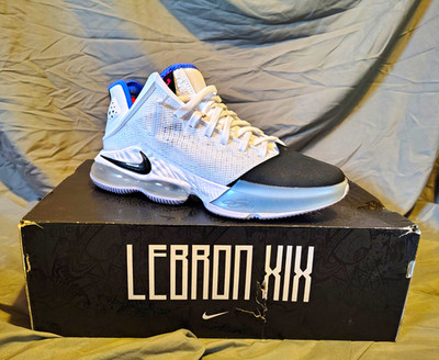 Nike LeBron XIX Men s Basketball Sneakers Mid Top Mesh Rubber White/Black/Blue