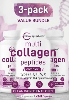 3-pack Micro Ingredients Multi Collagen Complex Capsules 240 Count Supplement