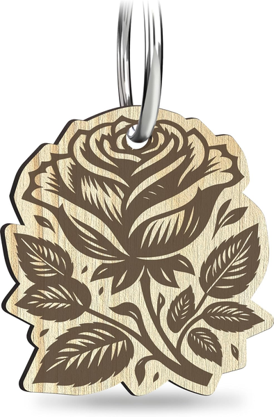 Rose SchlüSselanhäNger Handgemacht Aus Holz, GlüCksbringer, Rose Blume, Geschenk-image