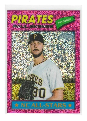 2026 Topps Heritage Paul Skenes NL All-Stars Chrome Pink Speckle Card #33