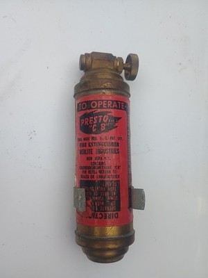 VTG Presto Brass Fire Extinguisher Motorcycle Car w/ Instructions