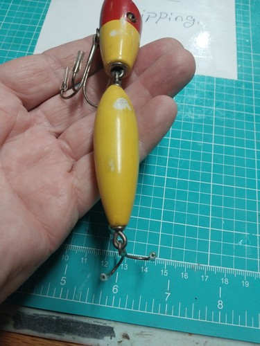 Antique Vintage Musky Wig Wag Bass Size 4 1/2 Inch Wood Glass Eyes Used Nice For - Picture 14 of 20