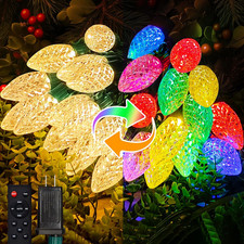 C9 LED Outdoor Christmas Lights, 84FT Waterproof String with Remote  Timer