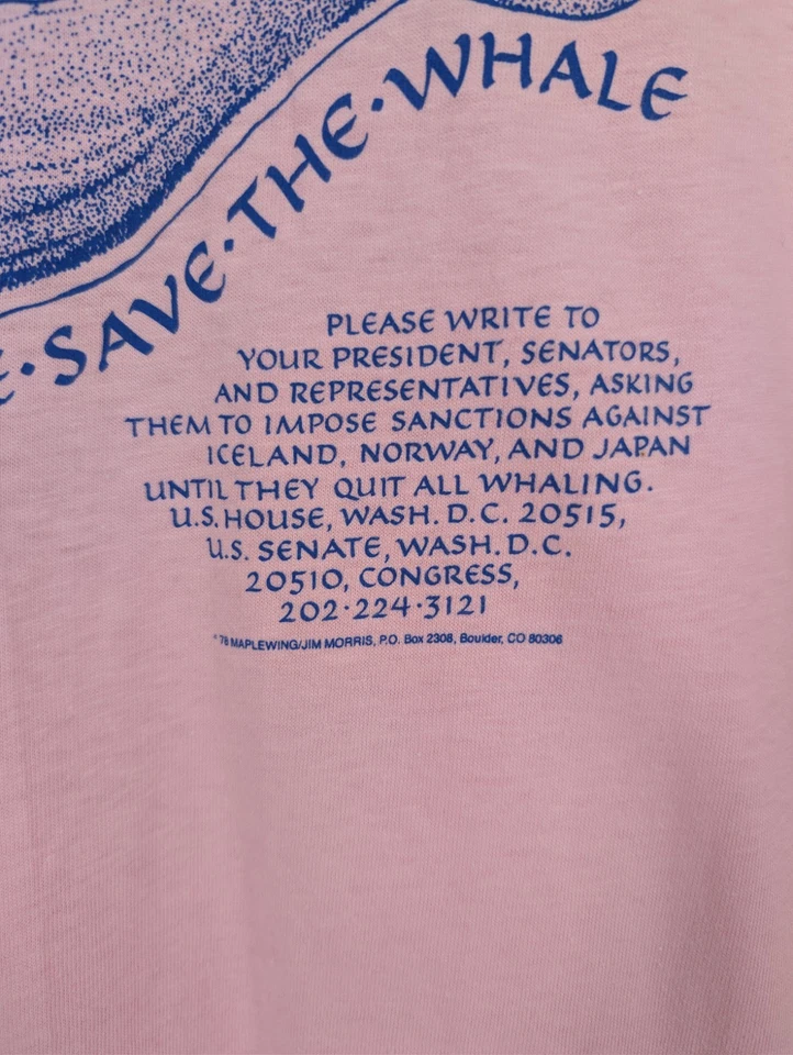 Camiseta De Colección Años 70 80 Delfines Ballena Conservación Protesta Océano Rosa EE. UU. Yunque Foto 4 de 4
