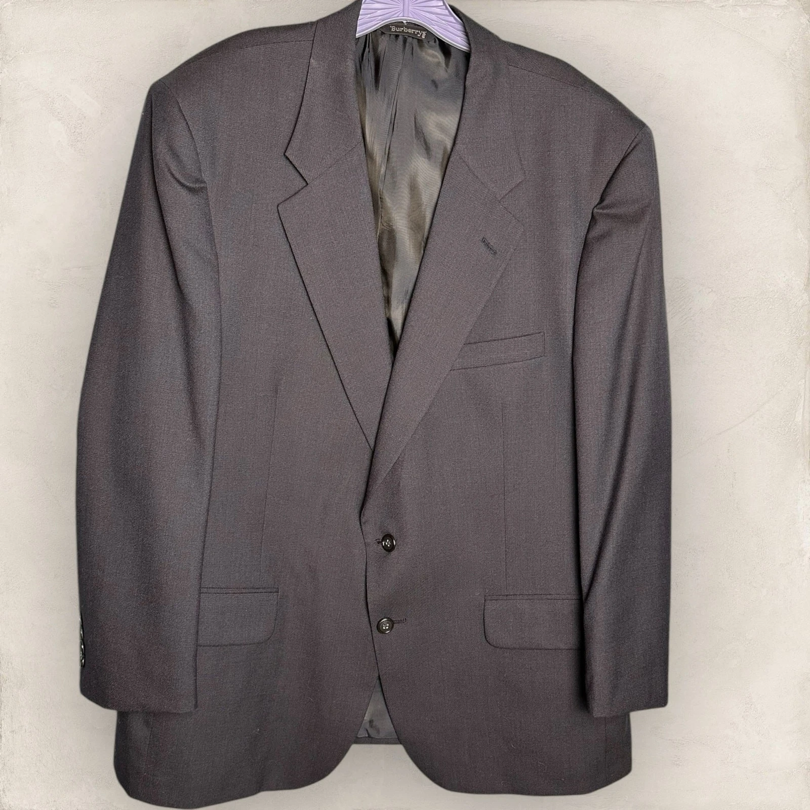 Giacca blazer uomo Burberry London 2 bottoni 100% lana grigio antracite taglia 48 R