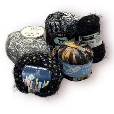 Novelty Texture Yarn Sampler 5 Skeins – Ribbon Boucle Ladder – Choose Theme