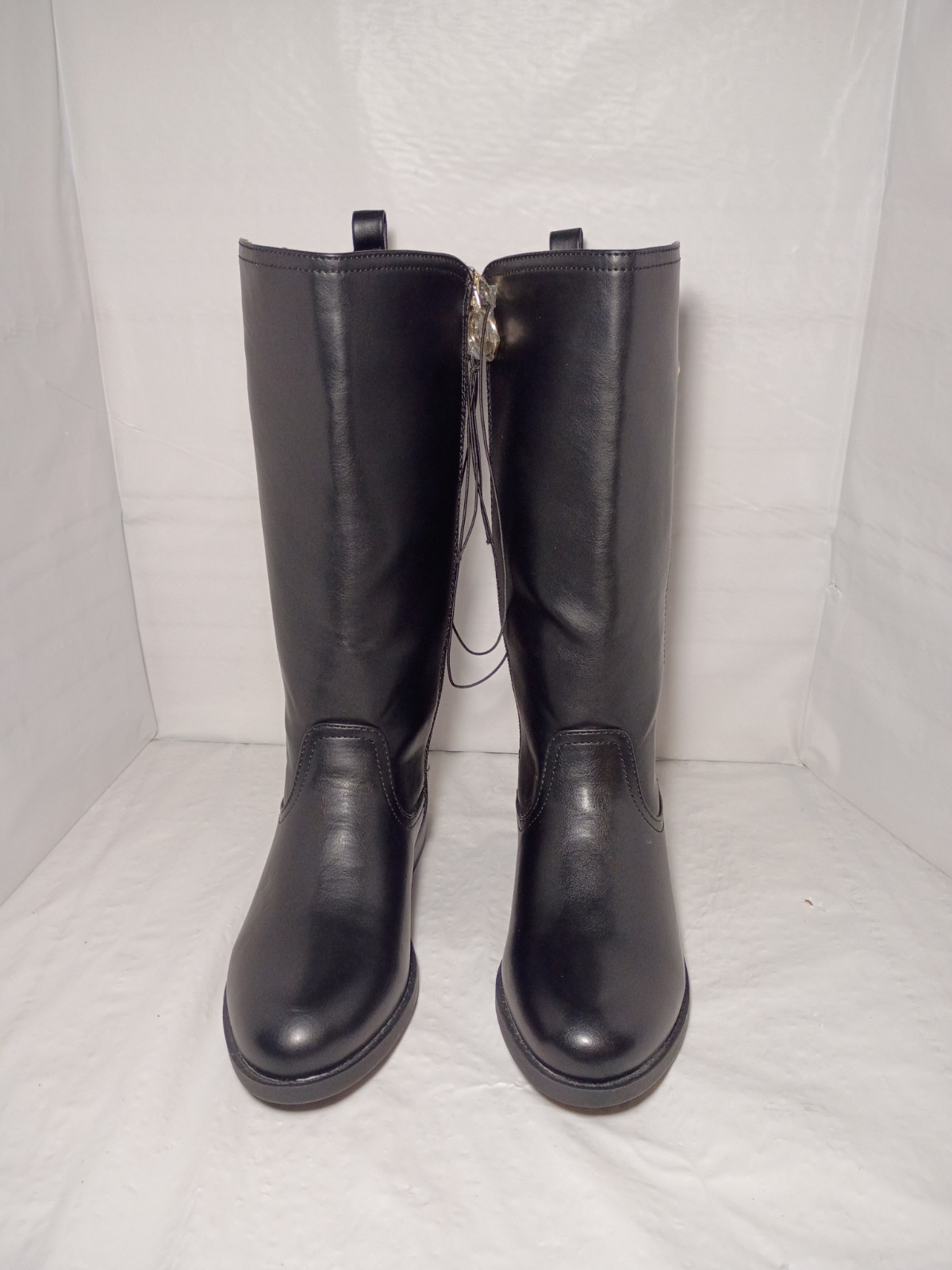 NWOB Tommy Hilfiger Kids Black Faux Leather Vallary Mid-calf Riding Boots Size 1