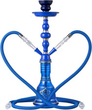 20" Hookah set - 2 Hose Premium Shisha Hookah Kit with Glass Vase, Ceramic Bowl