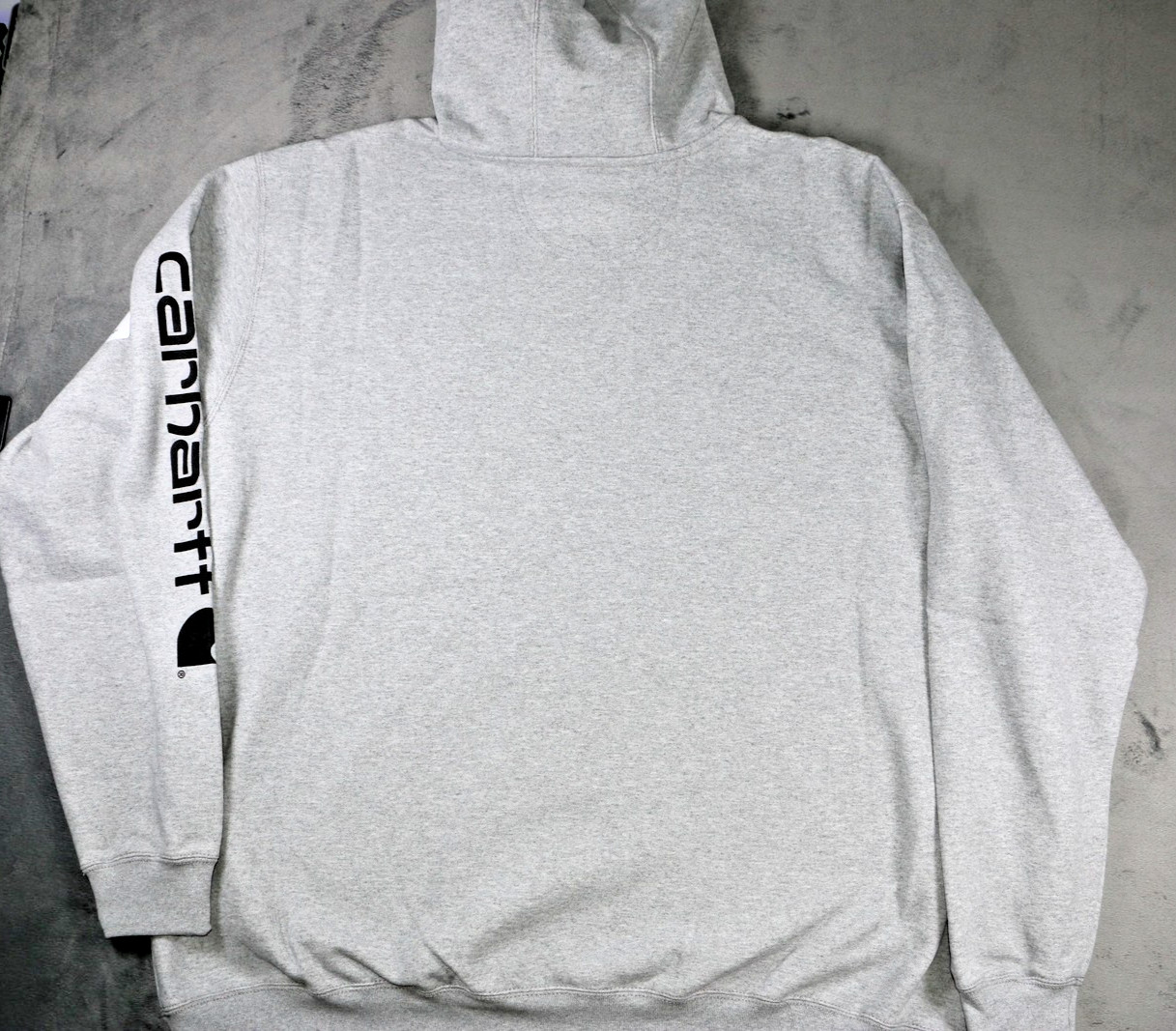 Carhartt Hoodie Mens XL Gray Loose Fit Pullover Sweatshirt Logo Sleeve NWT image 7
