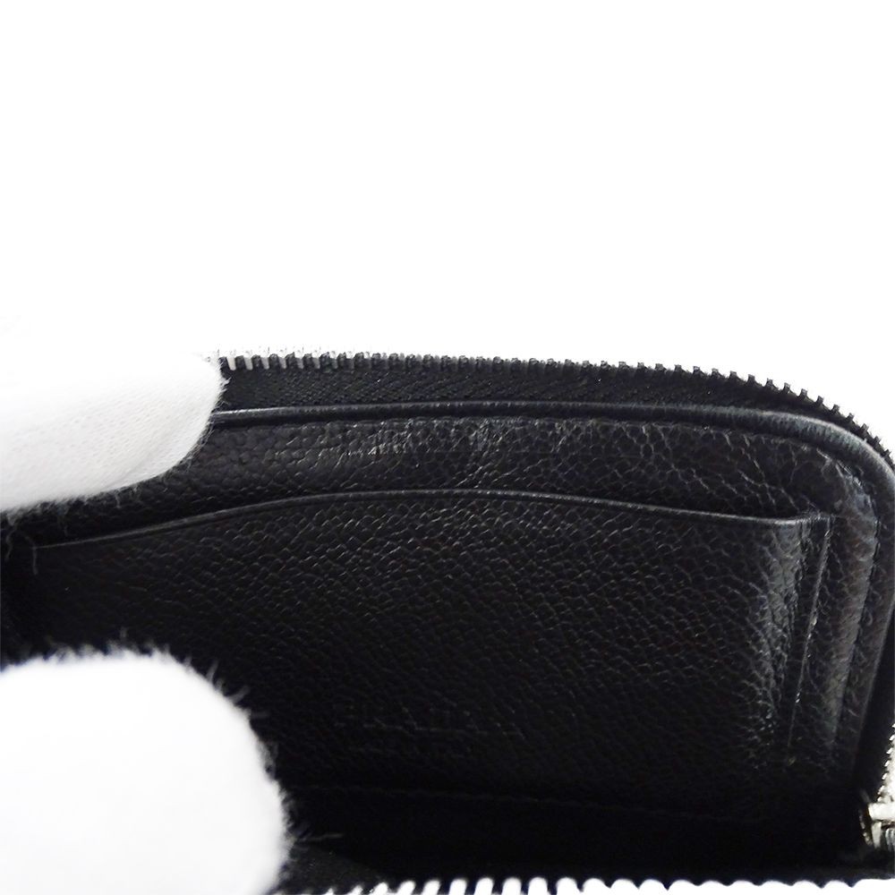 Prada Card Case Unisex Vitello Micro Grain Leather Black Silver Metal thumbnail 7