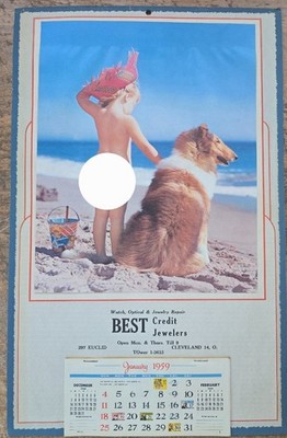 1959 Unused Mint Condition A. Scheer #6605 Advertising Calendar w/Historic dates