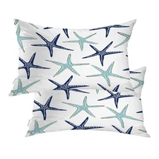 Coastal Nautical 20" x 12" (Pack of 2) Ocean Sea Creatures Starfish 1 Blue a