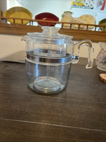 Pyrex Vintage Glass Flameware 6-9 Cup Percolator Coffee Pot 7759-B Complete