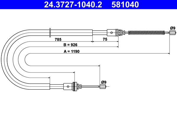 Rear ATE 24.3727-1040.2 Cable, parking brake for RENAULT