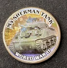 Colorized Kennedy Half Dollar World War II M4 Sherman Tank Free Shipping