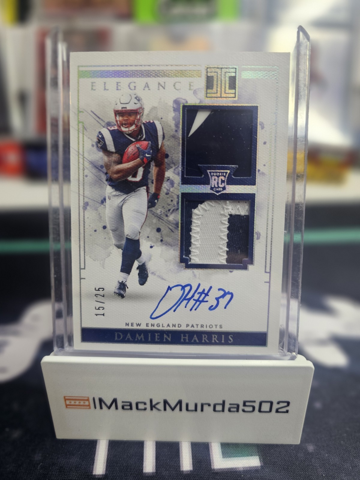 Damien Harris Panini Impeccable #109 Helmet/Patch Autograph