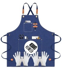 Heavy-Duty Canvas Tool Apron   Adjustable Cross-Back Work Apron with 3 Pockets