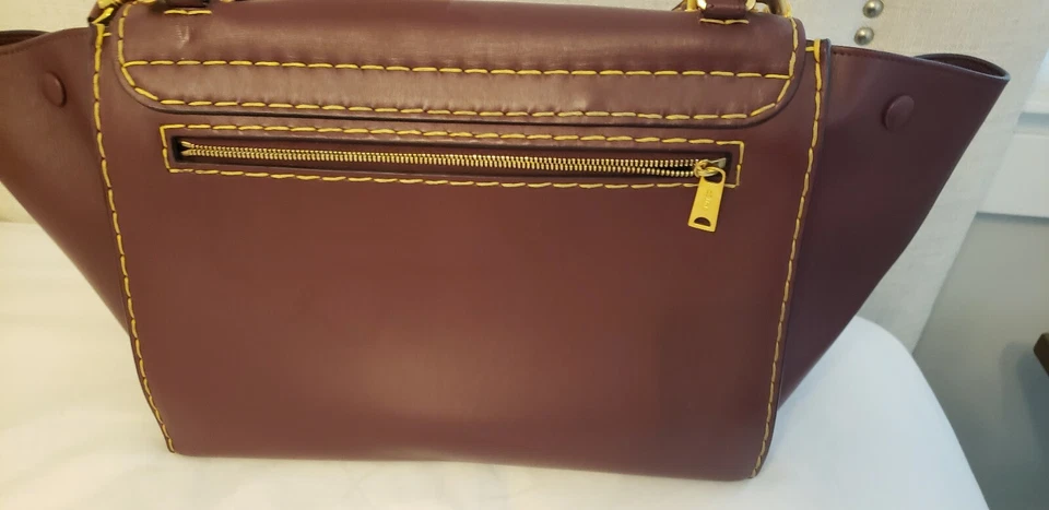 CELINE Trapeze Medium 2way Hand Shoulder Bag Leather Burgandy - Image 3 of 4